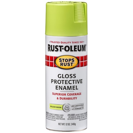 Rust-Oleum Rust Preventative Spray Paint, Willow Green, Gloss, Solvent, 12 Oz 347025
